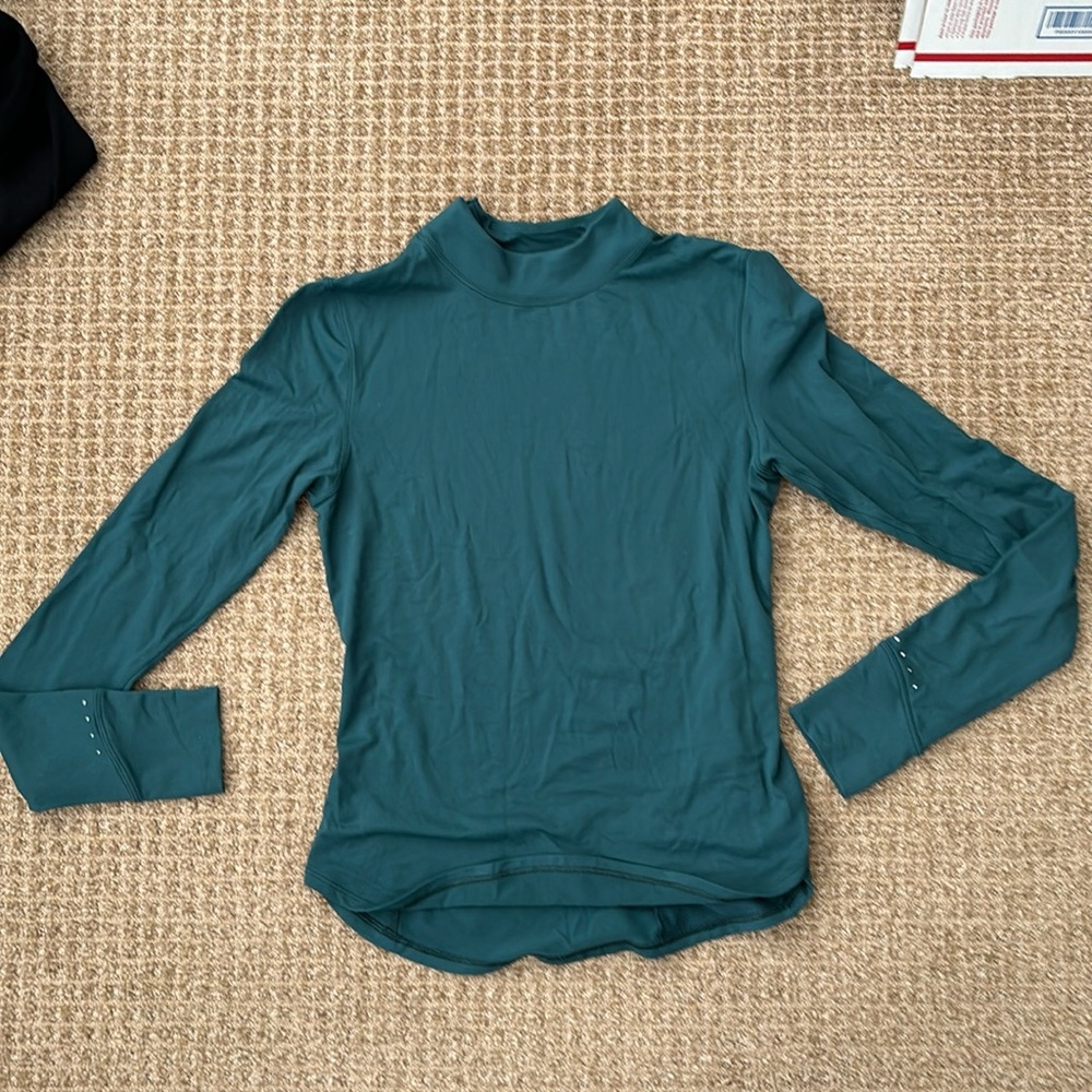 Lulu Lemon Rulu Running Long-Sleeve Mockneck Sz 6 Green Jasper